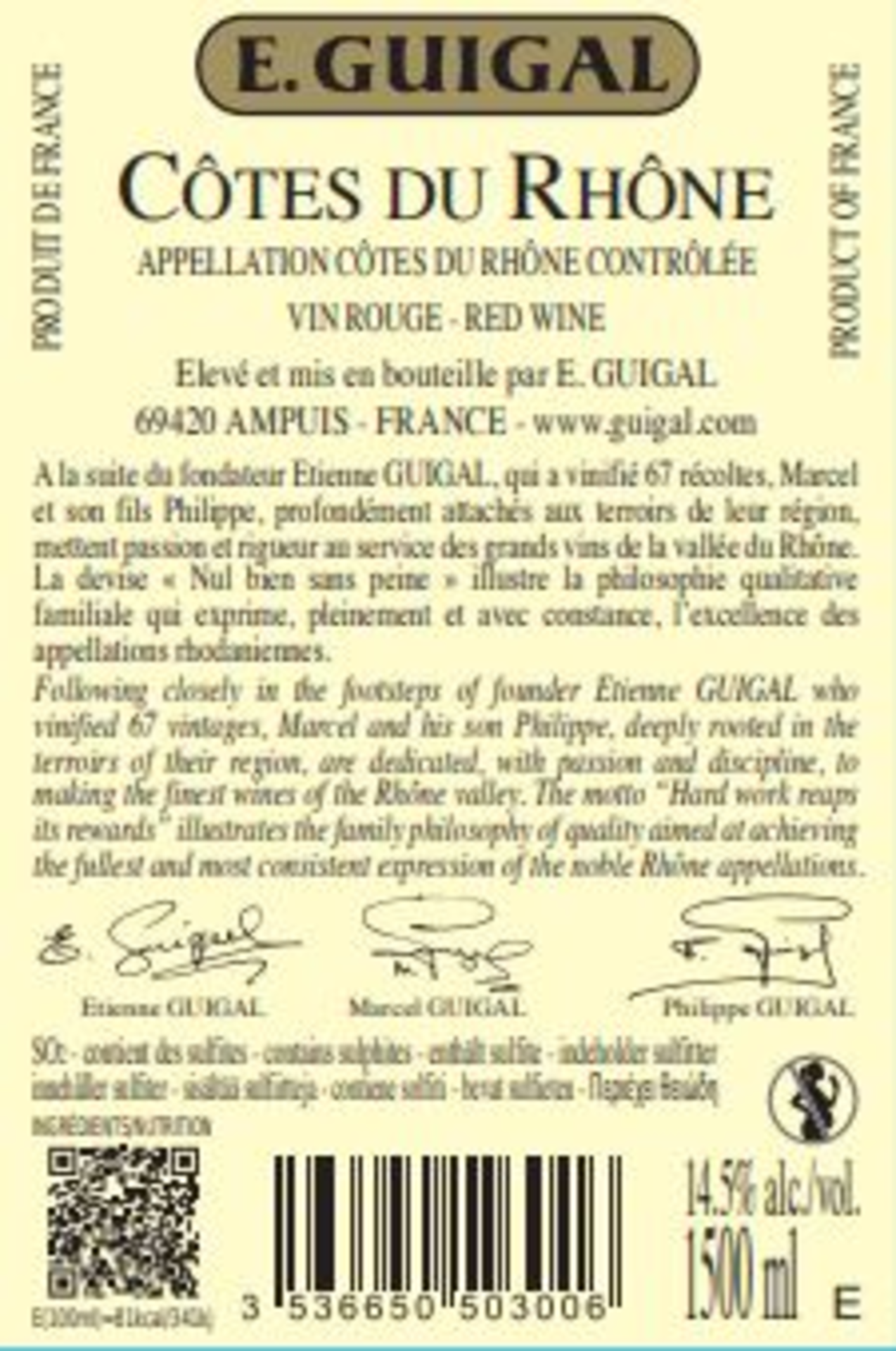 Côtes-du-Rhône AC rouge Rückenetikett