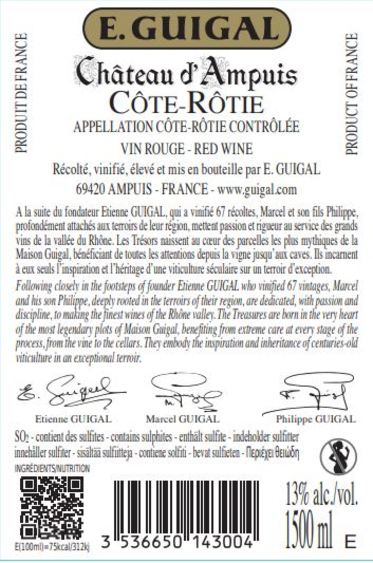 Côte Rôtie AC Château d'Ampuis Rückenetikett