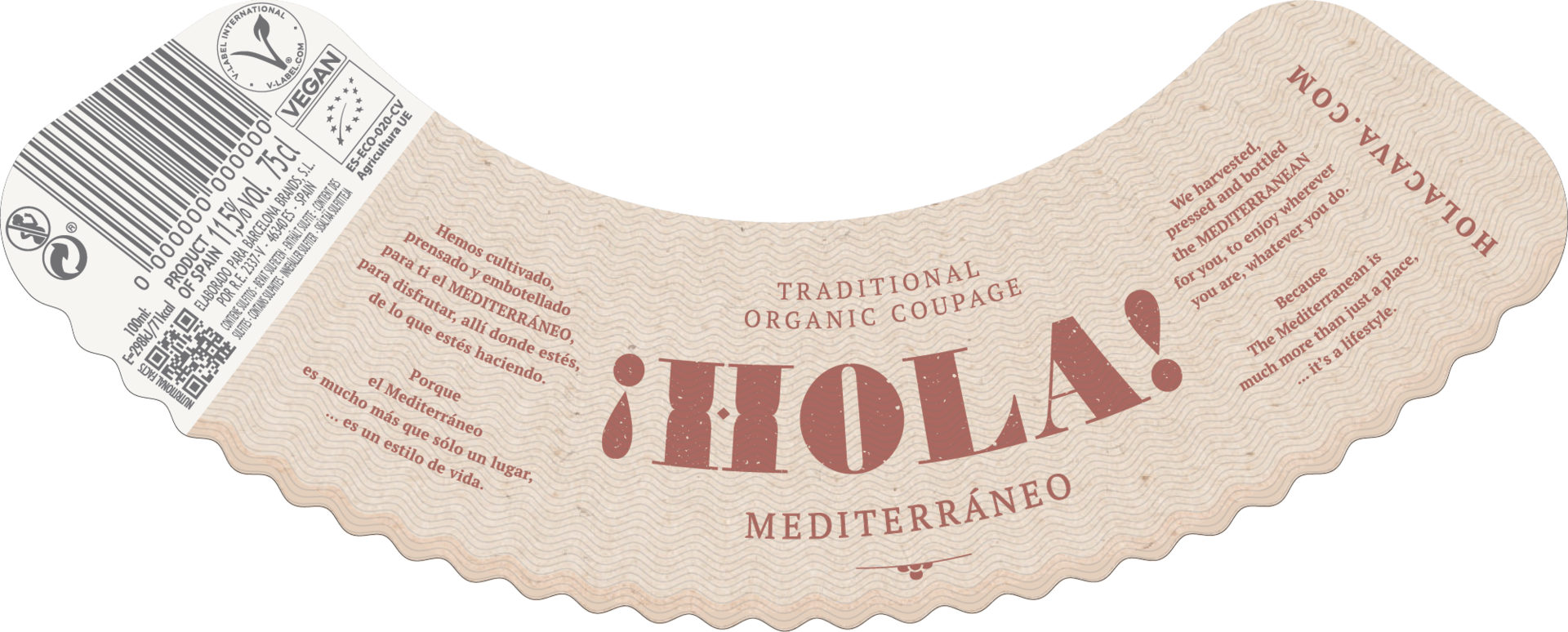 HOLA MEDITERRÁNEO BRUT ROSÉ – Bio Vegan Rückenetikett