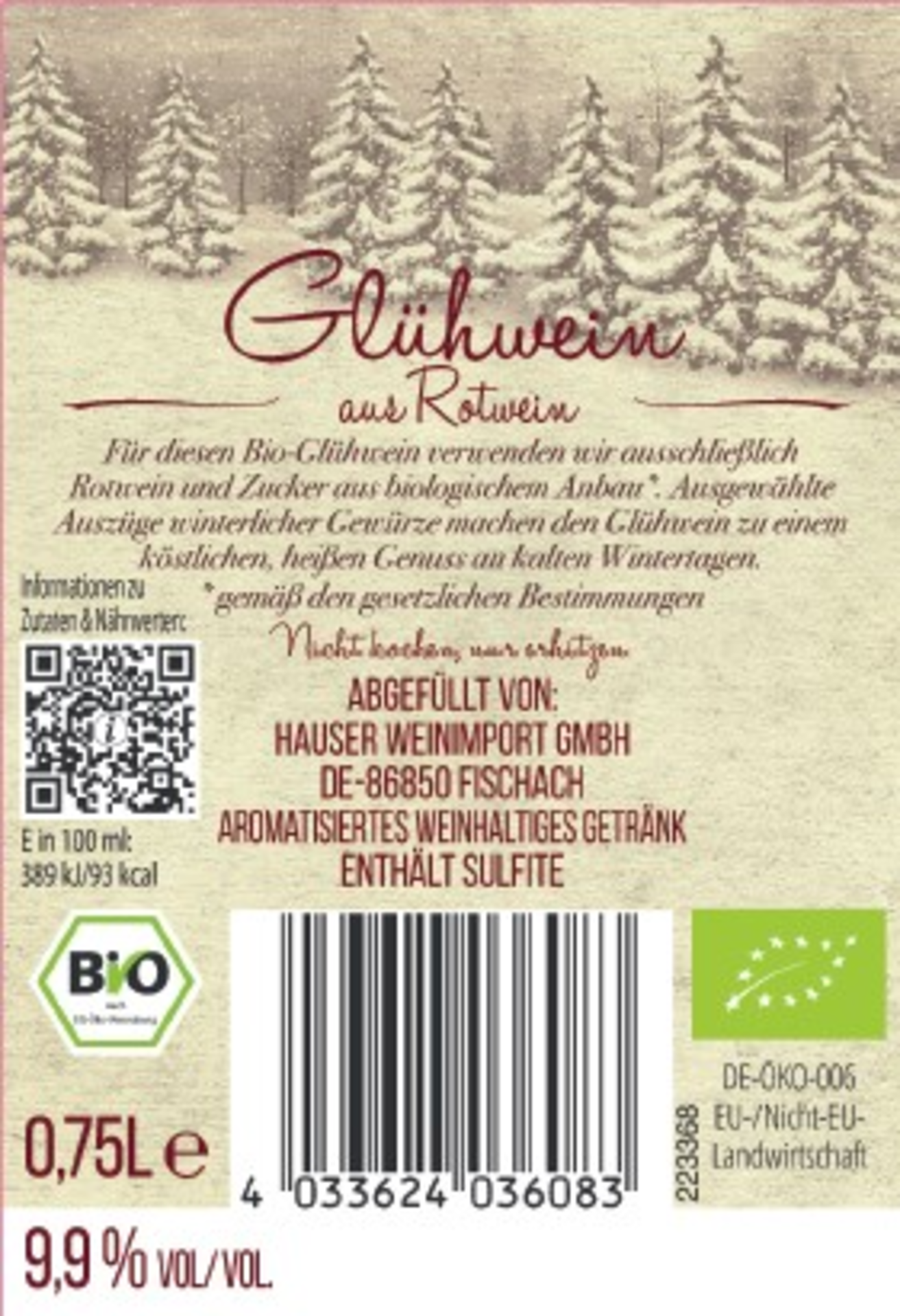 Glühwein mit Rotwein Rückenetikett