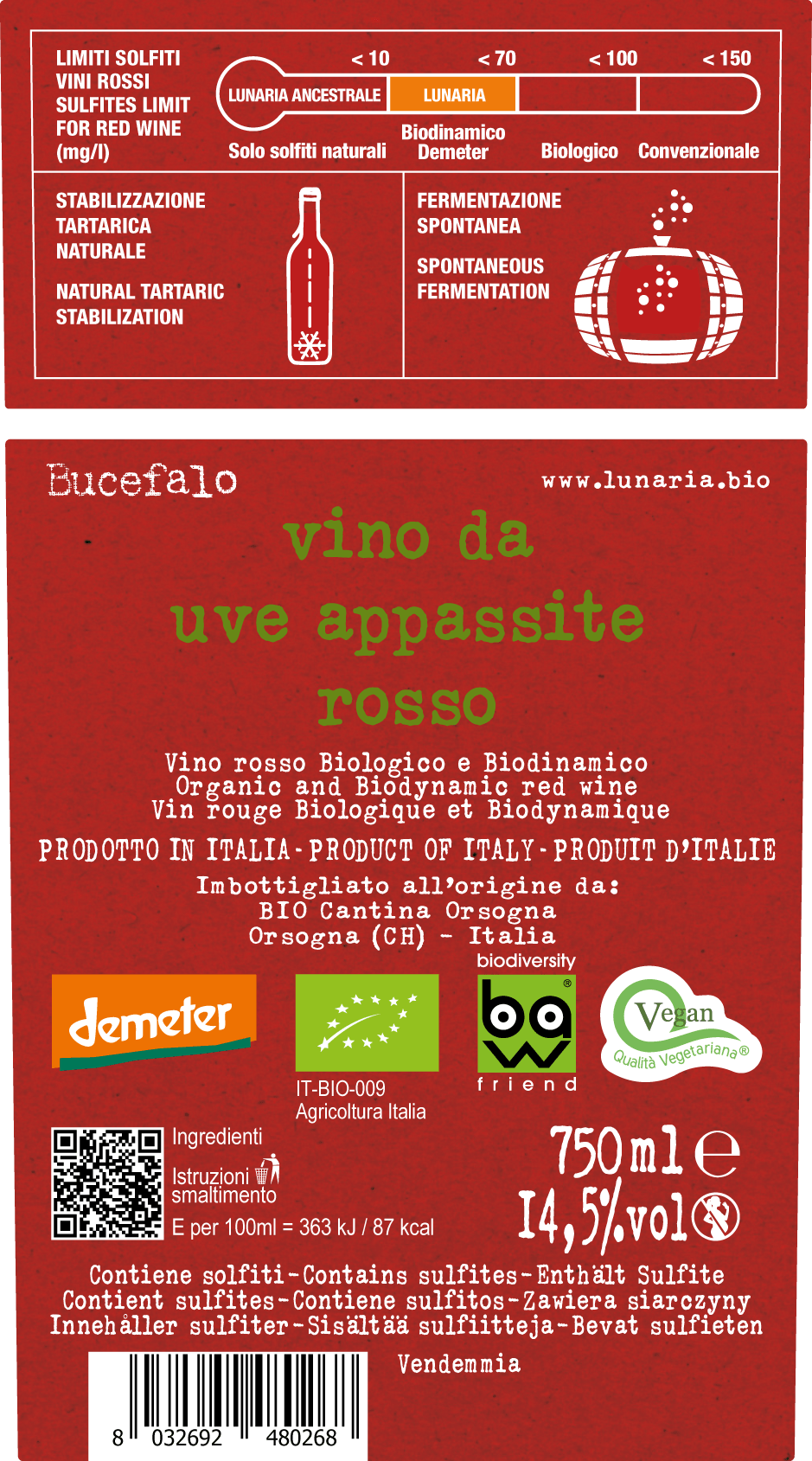 Lunaria - Bucefalo Rosso Vino da Uve Appassite